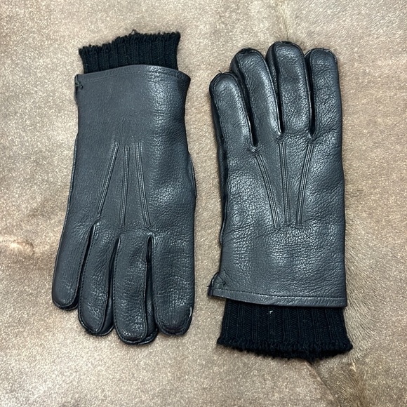 Deerskin Sweater Snap Leather Adjustable Gloves - Picture 6 of 6
